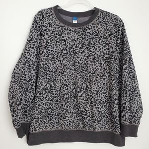 Grey Cheetah Crewneck Sweater 2X